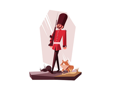 Queen's Guard and Corgi adobe illustrator art british character concept corgi creative drawing guard illustration queensguard vector