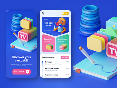 Learning App Concept courses education illustration ios lessons lifelearning minimal mobile onlinetrainingapp schedule student studyapp ui ux web