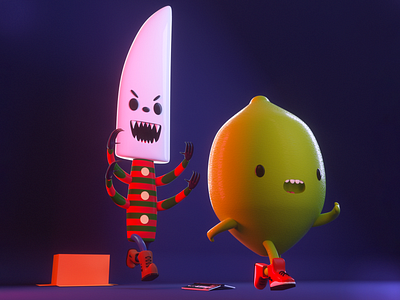 Run!! 3d c4d cartoon character cute illustration ilustración personajes scary