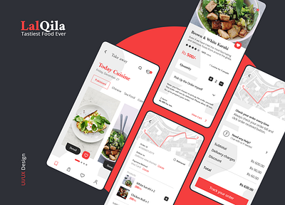Restaurant App (LalQila) UX/UI Interaction Design 2020 designs minimal design adobe app creative design flat app design graphic design interaction design logo minimal minimal design minimilism restaurant app shopping app design ui ux vector