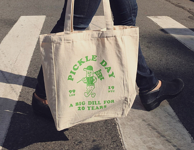 Pickle Day Merch branding branding design cooper black design graphic design illustration logo merch minimal nyc pickle street tote totebag type