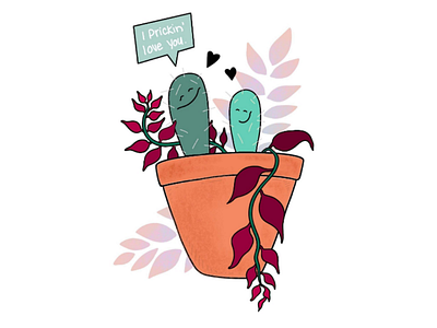 I Prickin' Love You cactus illustration love plants procreate succulent vancouver island vector