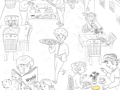 Restaraunt 2d app character character design childrens book childrens illustration emotion flat illustration natimade restaraunt
