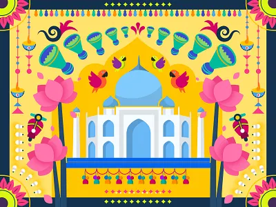 Colorful India color colorful festive parrot tajmahal wonders