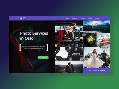 Photo Services Oslo Project art design gallery green homepage landingpage modern photography photos photoshoot violet web webdesign website woman