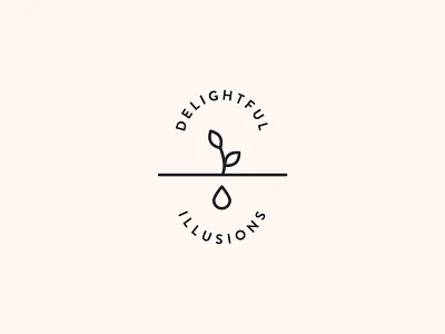 Delightful illusions logo design design drop flower icon leaf leaves logo minimal plant simple