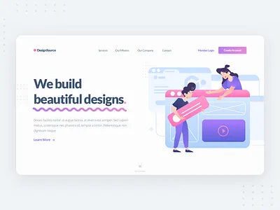 Landing Page Exploration clean colorful flat flat illustration landing page ui designer ux design web