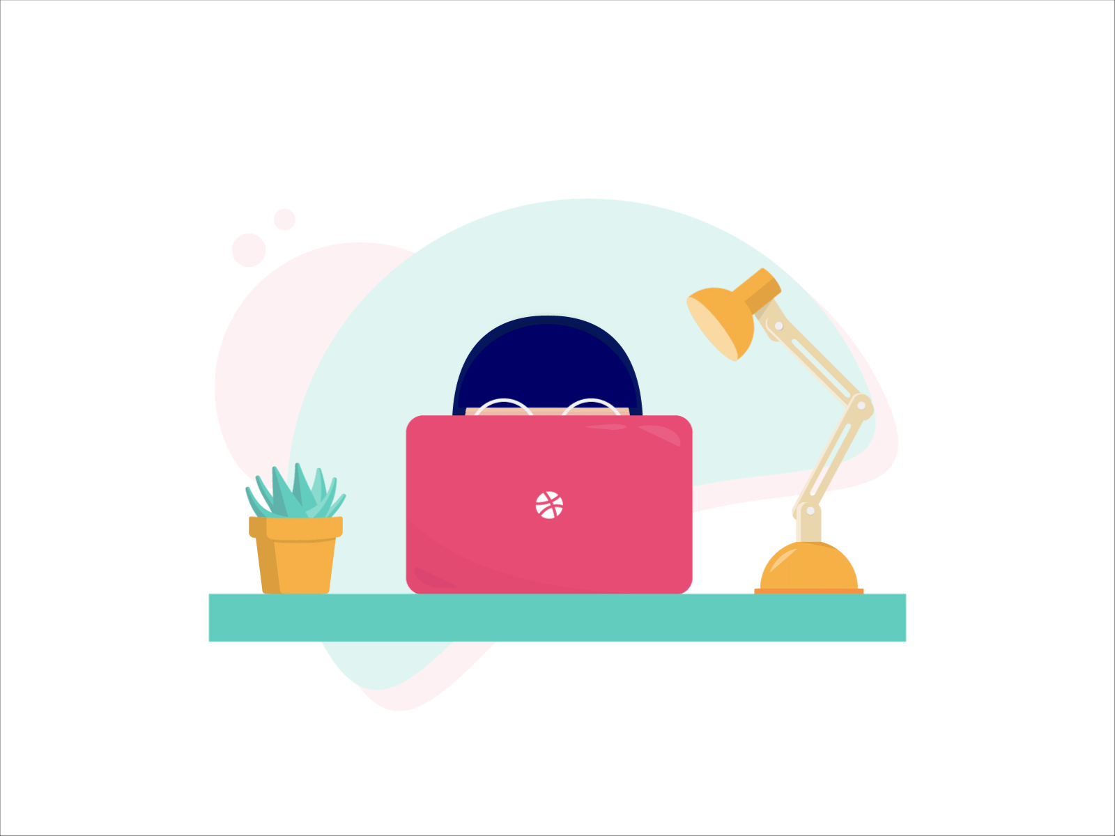 Freelancing aftereffects animated gif animation desk dribbble flat design freelance girl illustration illustrator lamp laptop person plant vector