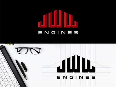 "JWW engines" logo automobile automobile logo brand identity branding creative engine logo flat icon jww logo lettering logo logo 2020 minimal new logo
