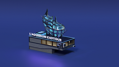 Aquarium in Yankerville 3d 3d animation 3d art 3d artist aquarium artwork cinema4d clean minimalism octane vr