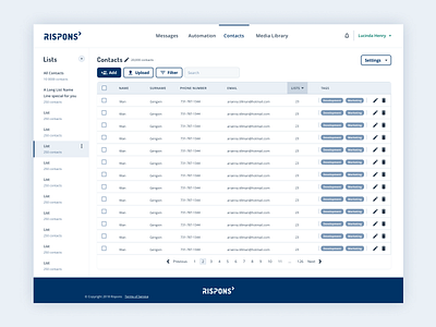 Contacts management page contacts crm dashboad datatable list management subscribers table ui