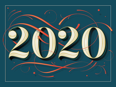 2020 2020 green new year numbers orange red typography yellow