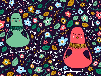 Garden Bird animal bird floral flower garden graphic design illustrations nature
