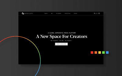 Satellite Landing Page app branding decentralized landing page minimal platform rainbow social media space typography web website