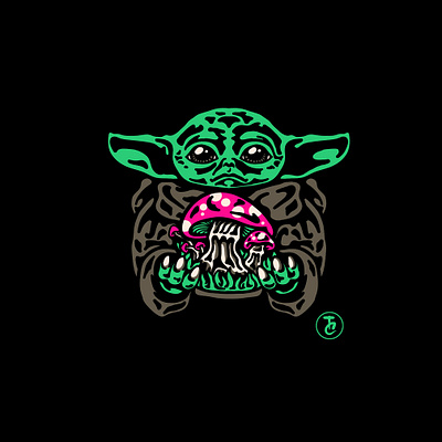 yoda apparel design branding californiaclothing clothing clothingapparel clothingbrand design illustration mushroom starwarsday trippy yoda