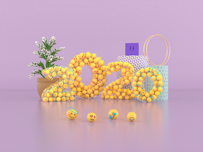 2020 3d 3d composition cinema cinema 4d cinema4d composition design emojis motion design motion graphics purple redshift