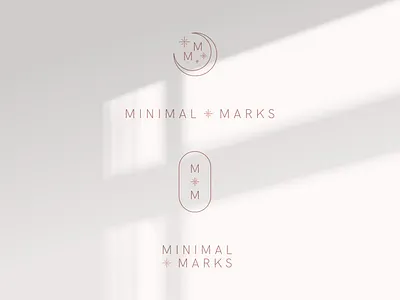 Minimal Marks Logo Options boutique branding branding and identity celestial chic feminine flat design girly initial logo m logo mark minimal monoline moon skincare soft zodiac