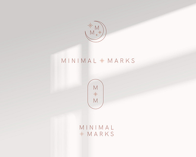 Minimal Marks Logo Options boutique branding branding and identity celestial chic feminine flat design girly initial logo m logo mark minimal monoline moon skincare soft zodiac