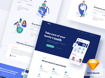 Medical App - Website app clean doctor free freebies health icon illustration landing page landingpage medical ui vector website