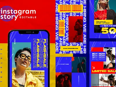 Instagram Stories Template brand design branding colors design girl hype hypebeast instagram stories instagram template layout pop art popup template typography