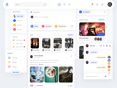 Facebook Ui Redesign app design components dashboad dashboard app dashboard design dashboard ui facebook facebook app icon design landing page design layout design menu design messenger minimal app minimal clean design redesign concept typography ui card ui components uidesign