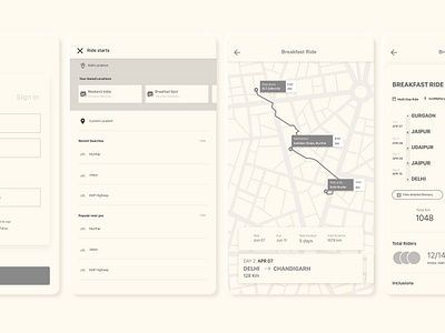 Motorcycle Riding App: Wireframes app app design design interaction design product design ui ux uiux user centered user experience ux ux design uxdesign wireframes wireframing