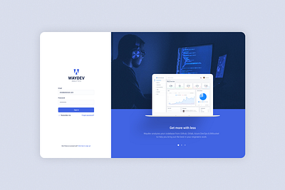 waydev concept design login page 2d branding dashboard design flat graphic design illustration login minimal minimalist mockup page ui ux ux design web web design website