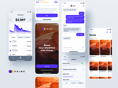 Prime 2.0 - Mobile Library dashboard design design system mobile app design purple sketch sketch app style guide ui kit ui library web design