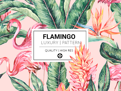 flamingo 2 birds design flamingo florals illustration prints seamless textiles tropical watercolor