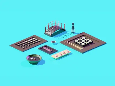 3d Sushi - Maki blender color illustration iso isometric japan maki purple renders sushi white