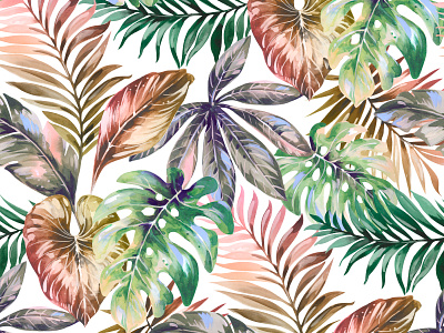 Palms prints art design florals illustration monstera patterns prints seamless textiles tropical leaves watercolor