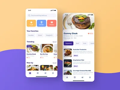 Weekly UI Challenge #2 - Food Delivery App Concept app app design delivery design drinks food mobile mobile app mobile app design product design promo ui ui ux ui design uiux user inteface user interface design vietnam violet weekly challenge