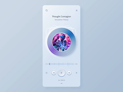 Player app UI animation animation app concept design layout mobile neomorphism skeuomorph ui ux