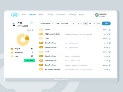 Man Hour Tracking for Internal Use design ui ux web