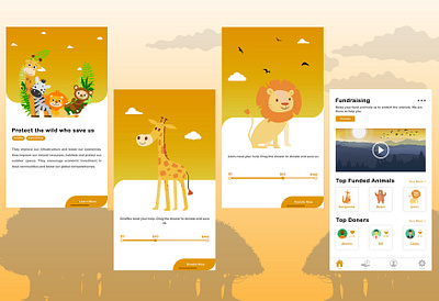 Fundraising App To protect Wild Life animal animals app design environment fundraising illustration mobile mobile app mobile app design mobile design mobile ui protecctanimals save animals save the planet ui ux wild wild animal wildlife