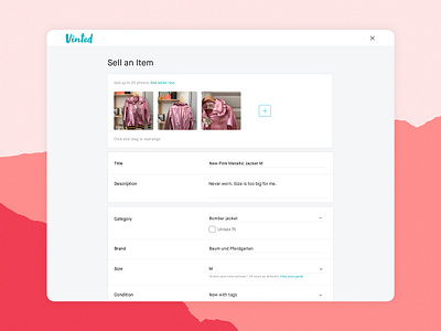 New Upload Form design ecommerce ui userinterface vinted web webdesign website