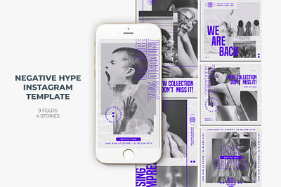 Negative Hype Instagram Templates banners business clothes clothing design dress fashion instagram instagram feed instagram post instagram stories instagram templates marketing