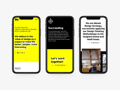 Part 3 • New website for Minale Design Strategy agency art direction black brand datocms development new redesign web design webdesign website white yellow