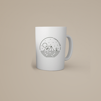 Camping Alone - On Mockup branding camping coffe design flat glass graphic design illustration light line lineart logo logodesign mockup mockups mug tea