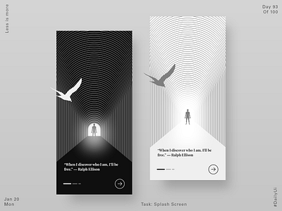 093 Splash Screen - Mobile App app app design black white dailyui dark ui minimal minimilist product design ui uidesign ux welcome screen