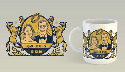 Tasteless Royal Mug for Friends' Wedding badge badge design badges illustration