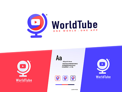 WorldTube - App Logo Design Branding app app logo brand identity branding branding design branding style guide business clever smart modern company design icon logo logo design mark logomark brandmark software studio logo vector world worldtube youtube