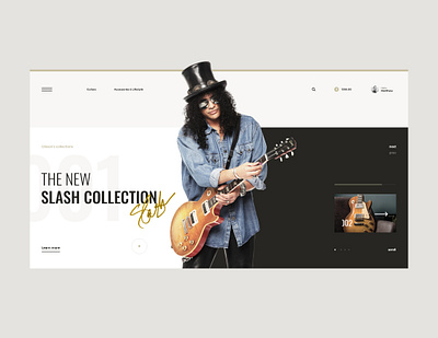 #76 Shots for Practice clean design ecommerce flat gibson guitar homepage instrument light minimalism modern music shop slash store typography ui ux web website