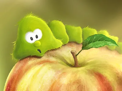 Wormy cartoon childrens book illustration