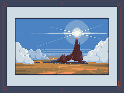 shiny [pixel art] 16bit 8bit aseprite concept art environmental design gameart landscape lighthouse pixel art pixelart pixels shine