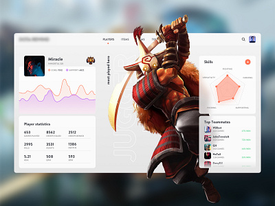 Dota Player Statistics Concept admin clean dashboard dota esport esports game gaming moba player statistics ui webdesign