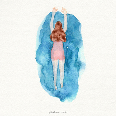 Swimmer character illustration editorial illustration hand drawn illustration watercolor watercolor painting watercolour watercolour painting