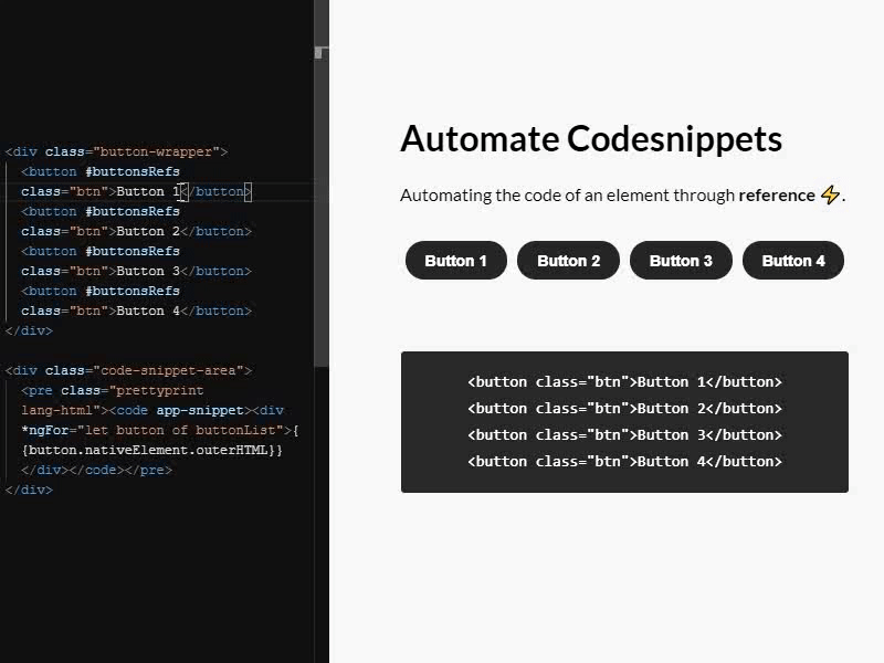 Automate Code! angular element ref stackblitz