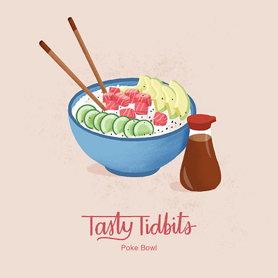 Poke Bowl food fooddrawing foodillustration illustration pokebowl procreate sushi