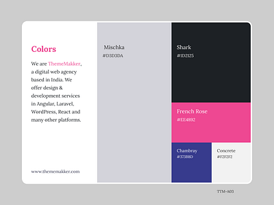 Color Pallete TTM-A03 admin dashboard admin panel branding colors design dribbble illustration thememakker ui vector